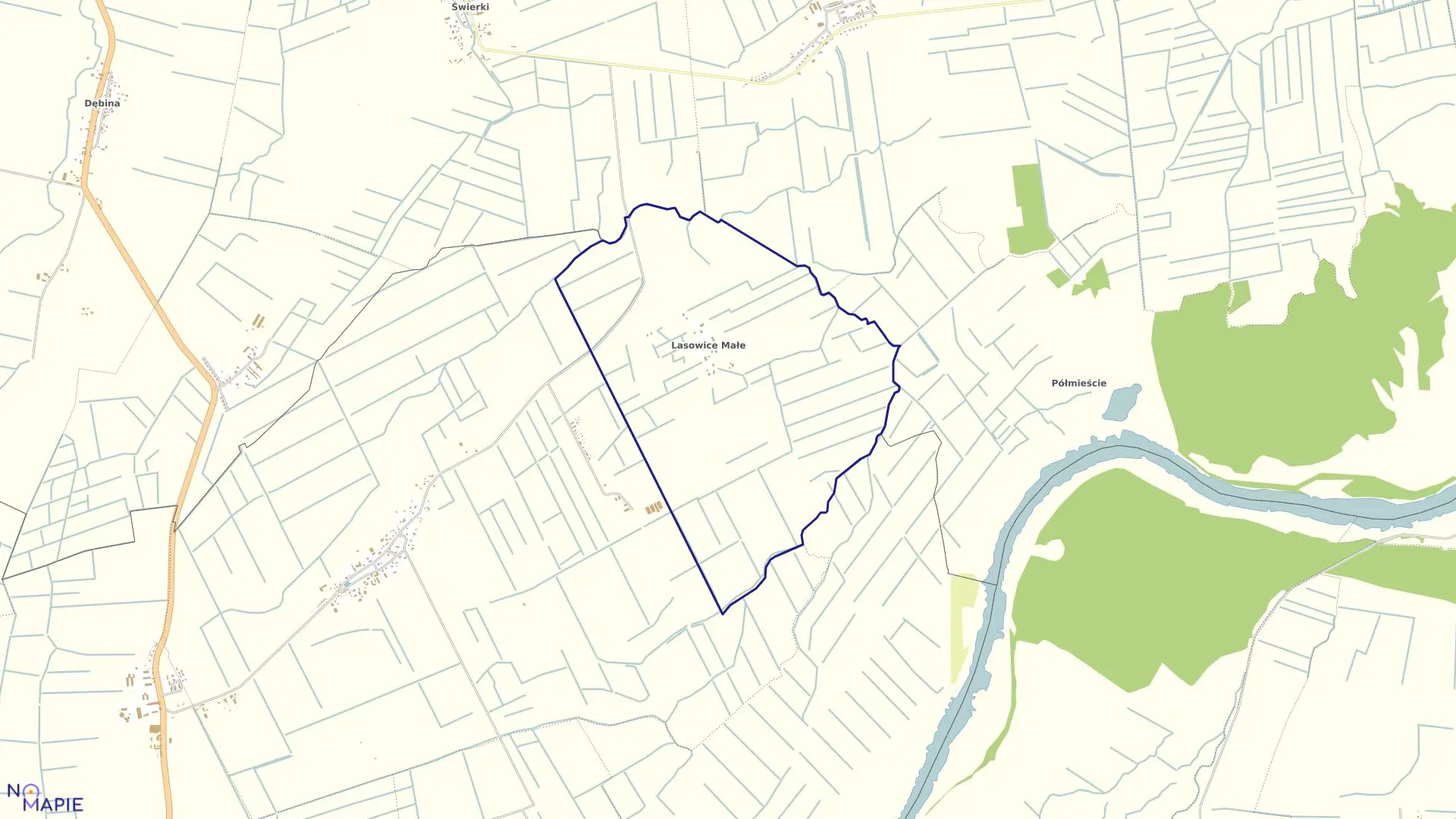 Mapa obrębu Lasowice Małe w gminie Malbork