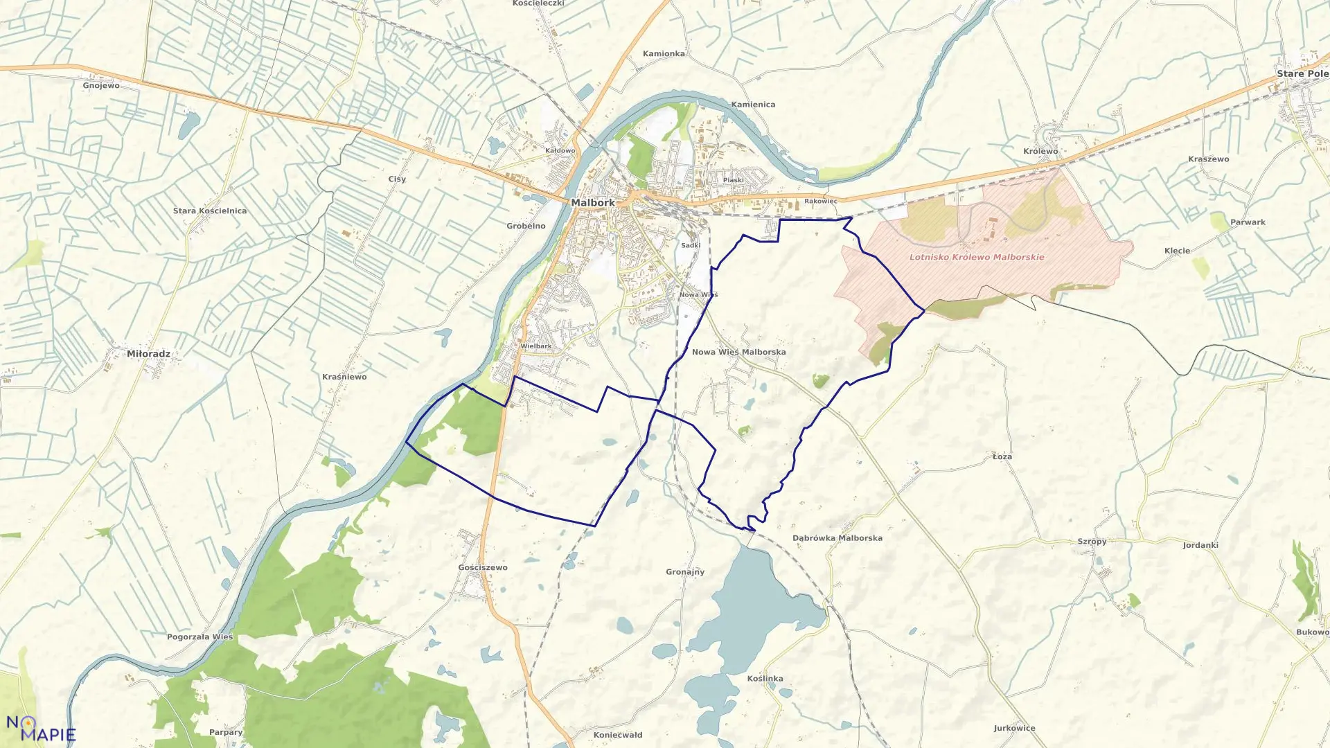 Mapa obrębu Nowa Wieś w gminie Malbork